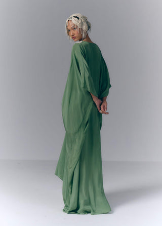 Olive Bloom Drape Kaftan