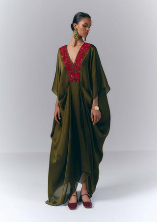 Sage Bloom Drape Kaftan