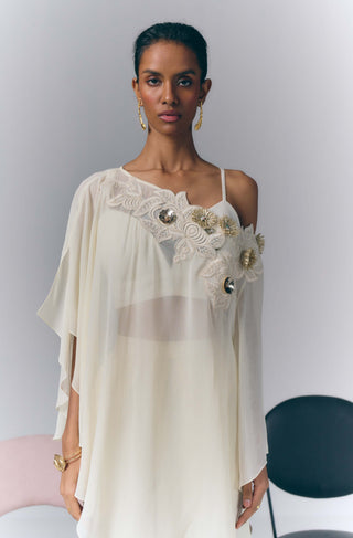 Ivory Embellished Kaftan With Pants