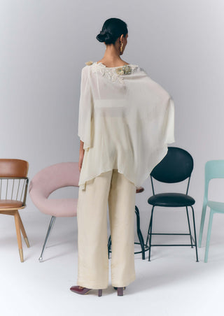 Ivory Embellished Kaftan With Pants