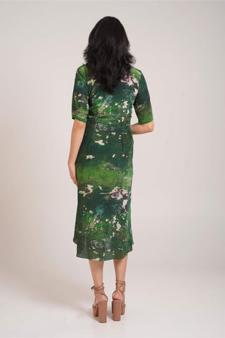 Sage ruched dress