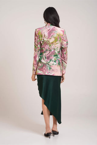Ira blazer and asymmetric drape skirt
