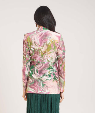 Ira blazer and asymmetric drape skirt
