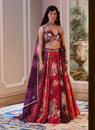 Multicolor chiniya lehenga set