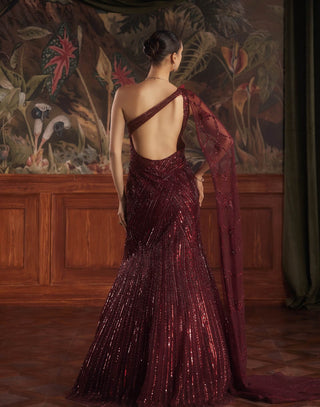 Cosmo maroon gown