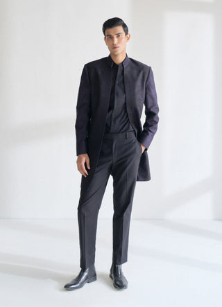 Oxidised purple front open embroidered sherwani set