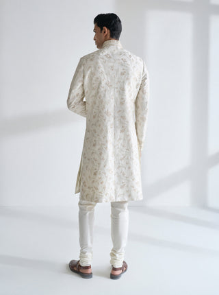 Ivory geometric embroidered sherwani set