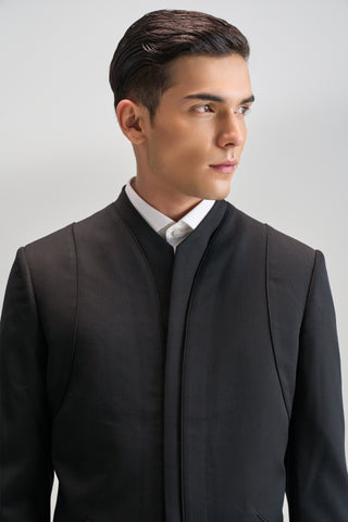 Black contemporary bandhgala suit set