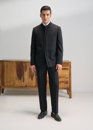 Black contemporary bandhgala suit set