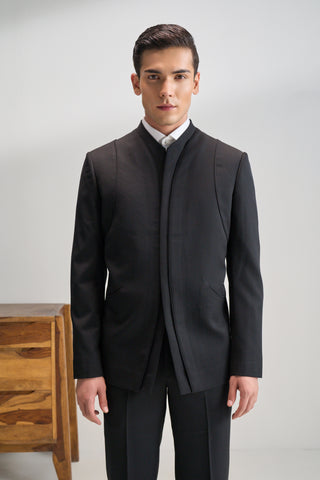 Black contemporary bandhgala suit set