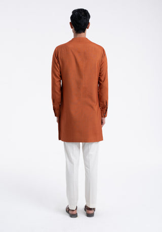 Burnt orange hybrid embroidered kurta set