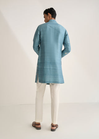 Nile blue embroidered contemporary kurta set