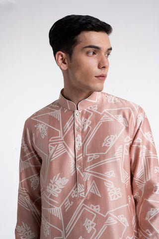 Onion pink clasic cut printed kurta set