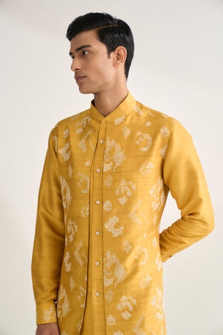 Marigold embroidered contemporary kurta set