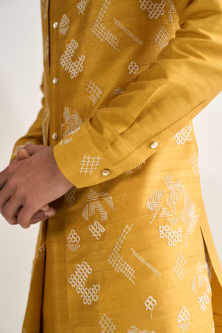 Marigold embroidered contemporary kurta set