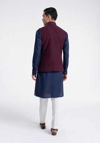 Navy ruby geometric lace jawahar jacket set