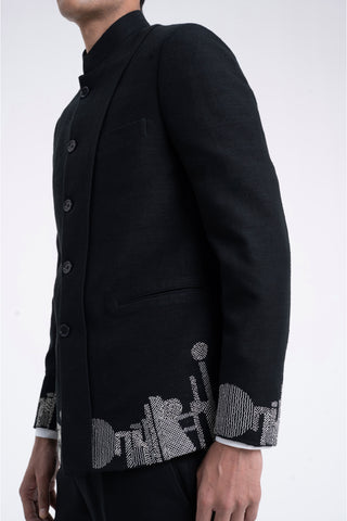 Black thread bandhgala set