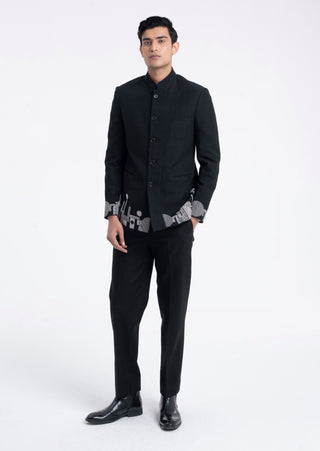 Black thread bandhgala set