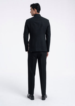 Black thread embroidered bandhgala set