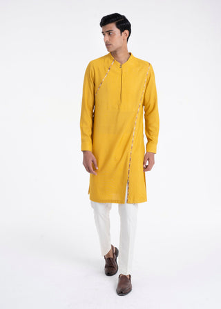 Marigold thread embroidered kurta set