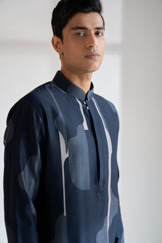 Navy printed classic kurta set