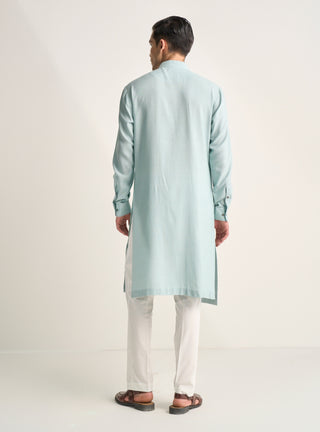 Powder blue zipper layered kurta set