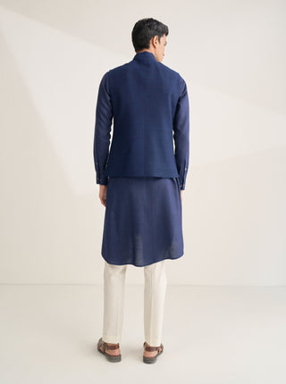 Navy thread embroidered jawahar jacket set