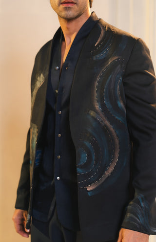 Black handpainted tauras blazer set