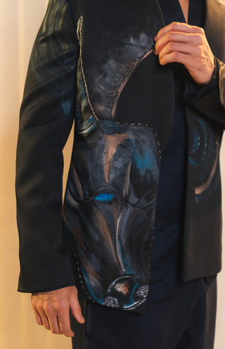 Black handpainted tauras blazer set