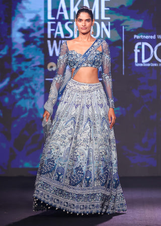Peacock ombre lehenga set