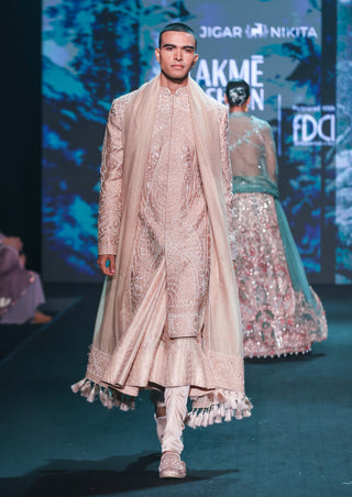 Maharaja caramel beige sherwani set