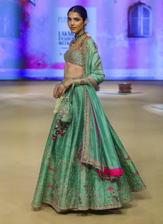 Sage green johari lehenga set