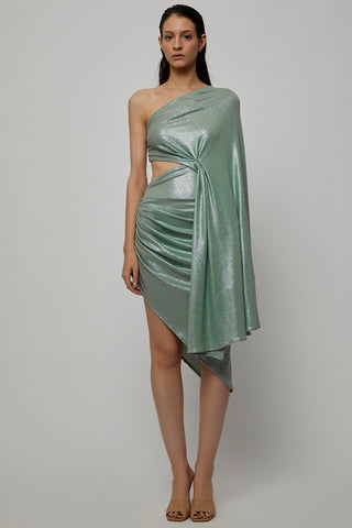 Deme By Gabriella-Teal Green Shimmer Dress-INDIASPOPUP.COM