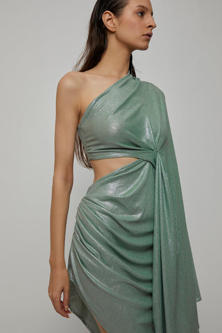 Deme By Gabriella-Teal Green Shimmer Dress-INDIASPOPUP.COM