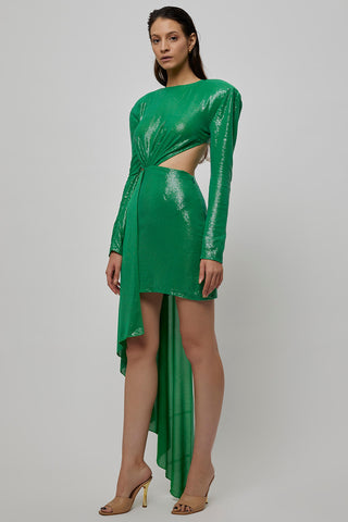 Deme By Gabriella-Green Sequins Cut-Out Dress-INDIASPOPUP.COM