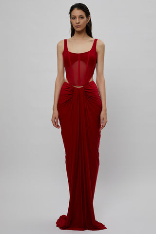 Deme By Gabriella-Red Corset And Skirt-INDIASPOPUP.COM