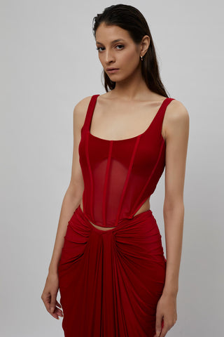 Deme By Gabriella-Red Corset And Skirt-INDIASPOPUP.COM