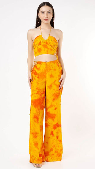 Deme By Gabriella-Yellow Tie Dye Top And Pants-INDIASPOPUP.COM