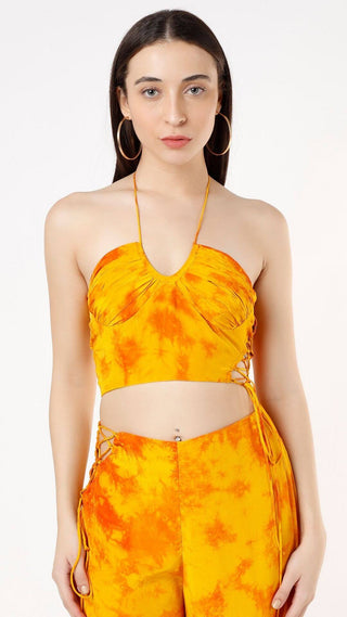 Deme By Gabriella-Yellow Tie Dye Top And Pants-INDIASPOPUP.COM