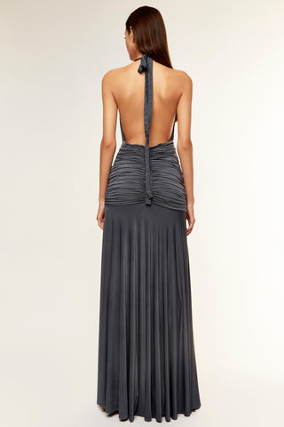 Deme By Gabriella-Gray Cowl Neck Dress-INDIASPOPUP.COM