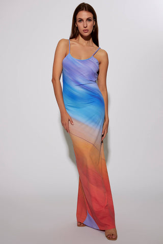 Deme By Gabriella-Multicolor Fitted Slip Dress-INDIASPOPUP.COM