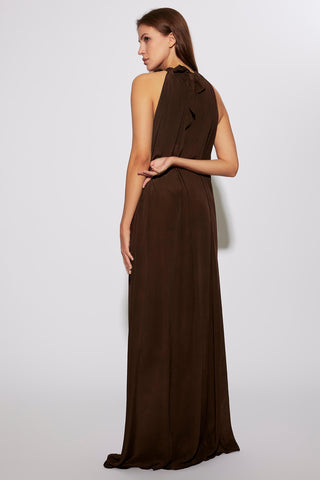 Deme By Gabriella-Chocolate Brown Loose Slip Dress-INDIASPOPUP.COM