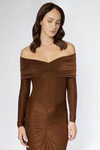 Deme By Gabriella-Chocolate Brown Gown-INDIASPOPUP.COM