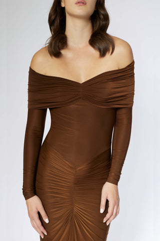 Deme By Gabriella-Chocolate Brown Gown-INDIASPOPUP.COM