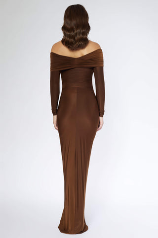 Deme By Gabriella-Chocolate Brown Gown-INDIASPOPUP.COM