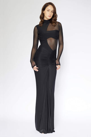 Deme By Gabriella-Black Fitted Cut-Out Gown-INDIASPOPUP.COM