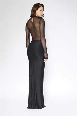 Deme By Gabriella-Black Fitted Cut-Out Gown-INDIASPOPUP.COM