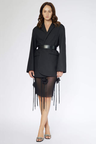 Deme By Gabriella-Black Oversized Blazer And Skirt-INDIASPOPUP.COM