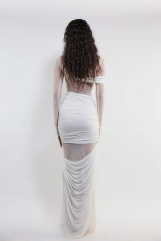 Deme By Gabriella-Sarah White Bandaged Dress-INDIASPOPUP.COM