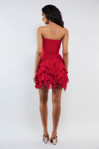 Deme By Gabriella-Shelley Red Corset Dress-INDIASPOPUP.COM